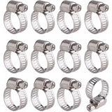 12 pcs Adjustable Stainless Steel Hose Clamp Pipe Clips Fastener (9-16Mm)