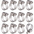 12 pcs Adjustable Stainless Steel Hose Clamp Pipe Clips Fastener (9-16Mm)