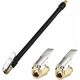 Tire Inflator Hose 20Cm Black Flexible Air Inflator Tire Air Hose With 2 Inflator Pump Hose Adapter For Inflating Car