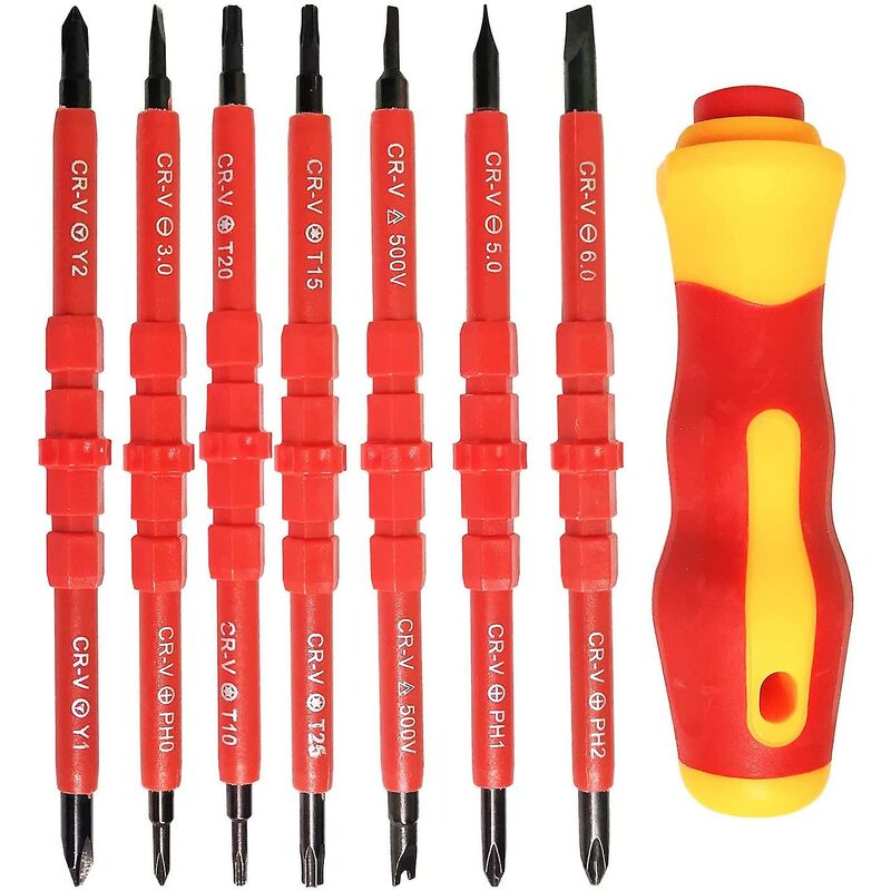 7 pcs Insulated Electrical Screwdriver Set Multifunctional 14 In 1 Interchangeable Alloy Electrician Repair Tool Kit