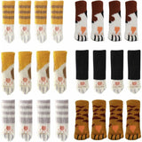 24 Cute Cat Paw Chair Socks Chair Leg Covers Floor Protectors Anti-Scratch Anti-Noise 24 pcs(6 Sets)