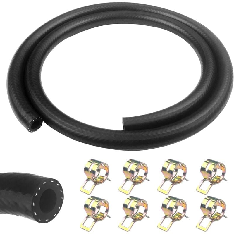 1 Meter Fuel Hose, 8Mm Inner Diameter Diesel Hose, Fuel Pipe With 8 pcs Hose Clamps, Fuel Line For Truck, Car, Tractor