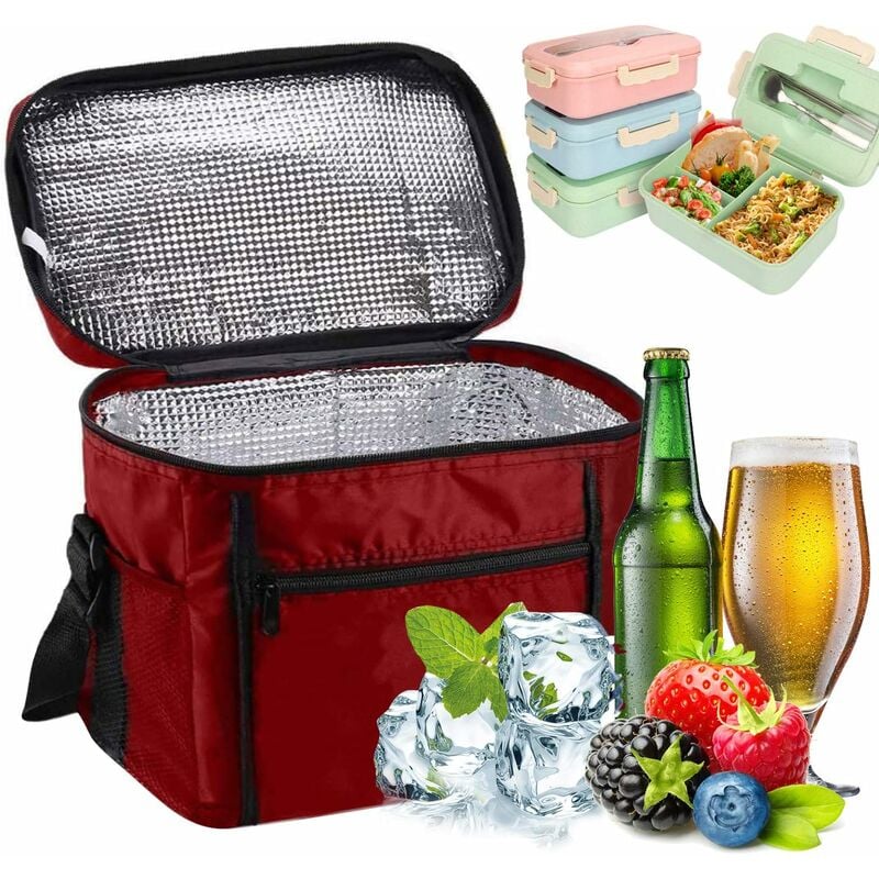 Insulated Lunch Bag 10L Cooler Bag Lunch Bag For Work School Beach Picnic Red