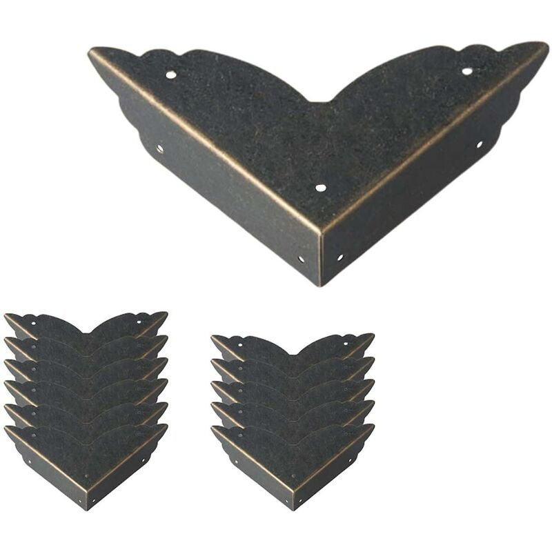 12 pcs Vintage Metal Corner Protectors Antique Style Furniture Edge Guards For Table Chest Jewelry Box