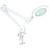 Magnifying Lamp, Work Light - With 105Mm 5 Diopter Glass Lens, Metal Clamp, Swivel Arm, 3 Color Mode Dimmable Lights 16