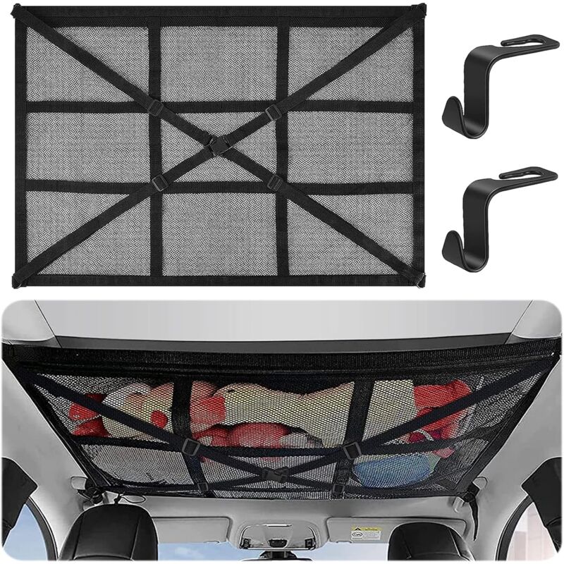Car ROof Storage Net 90Cmx65Cm Universal Luggage Bag For Travel And Organizer Four ROof Armrests For Suv, Van