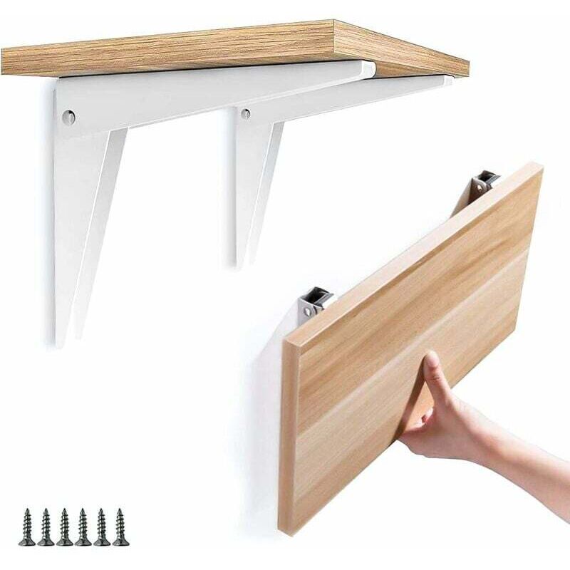 2 pcs Folding Wall Bracket, Shelf Brackets Metal Folding Shelf Brackets Garage Support Folding Bracket Diy Shelving,