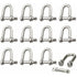 Stainless Steel Shackle 12 pcs M4 Stainless Steel Shackle Lifting Shackle Chain D Ring Shackle Pin Screw Buckle
