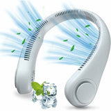 Portable Neck Fan, Usb Neck Fan With 1200Mah Battery, Bladeless Hands-Free Fan, 3 Speeds, 360° Adjustable Quiet Fan For