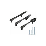 3 Pack Knife Spoon Fork Shape Cabinet Pulls Door Handles Hole Center 3" Matte Black