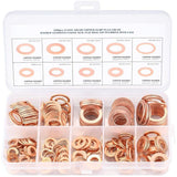 Copper Metal Washers, Gaskets Sealing Ring, Flat Washers, O-Ring With Box For Sealing - 200 pcs/M5 M6 M8 M10 M12 M14