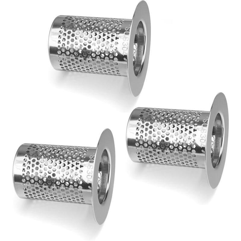 Shower Hair Filter, 3 pcs Stainless Steel Bathroom Sink Strainer, 5.5 X 5Cm Sink Stopper Filter For Balcony, Kitchen