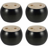 4 pcs Set ROund Wooden Furniture Legs Height 5Cm, For Sofa, Bed, Armchair, Wardrobe, With Screws And Tape (Black)