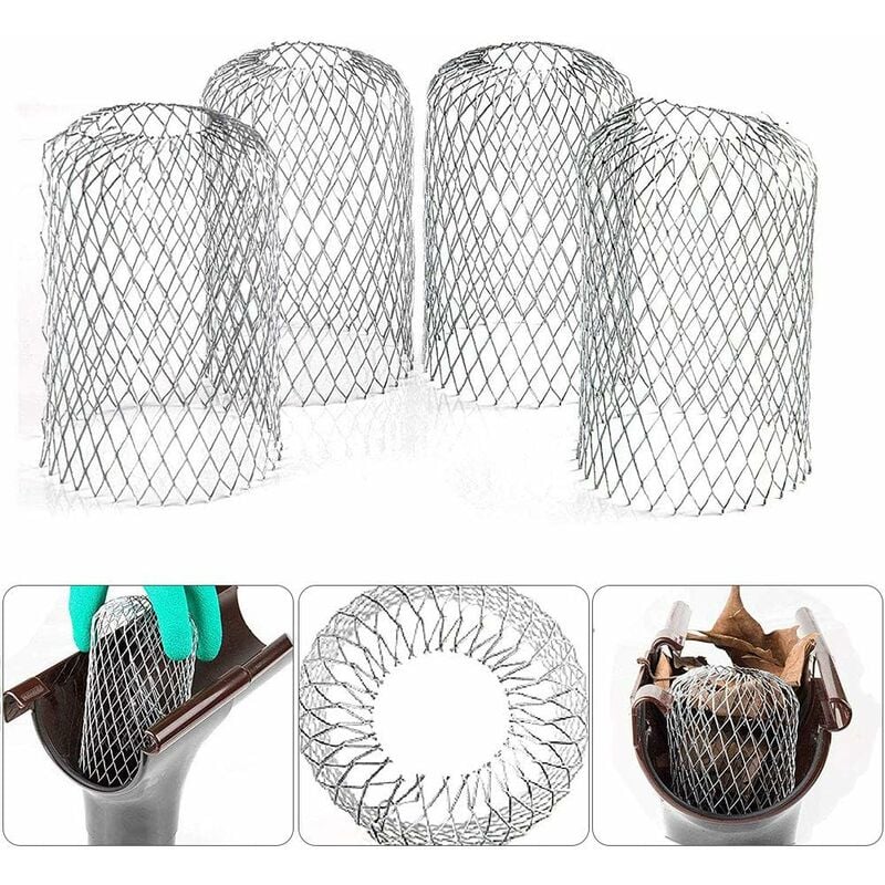 4 Flexible Aluminum Gutter Filters Diameter 8Cm Mesh Grille Stop Leaf Toad Strainer Leaf Guard Gutter Cover To Protect