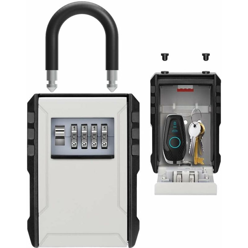 Waterproof Outdoor Security Key Box Key Box With Hook Large Key Box For Keys, Cards Home Schools Offices Garages,Grey