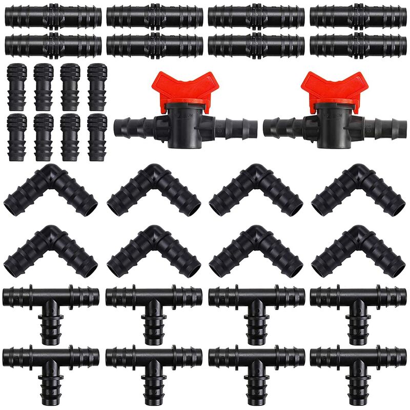 34 pcs Tubing Irrigation Fittings Kit Plastic Connectors 16Mm (1.6Cm) Garden Hose Connector Mixed Connectors For Garden