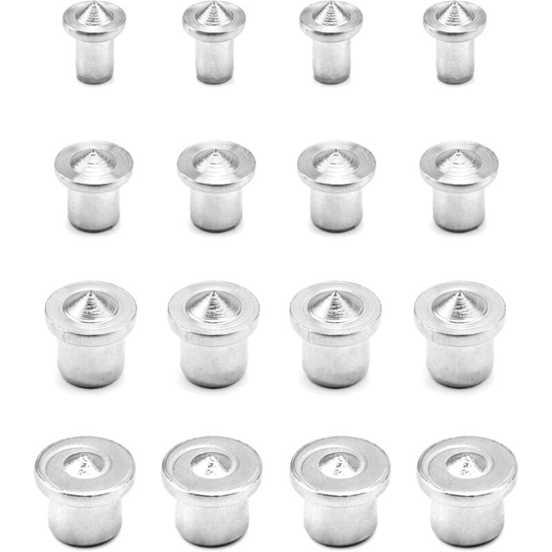 16 pcs Wood Dowel Centers, Stainless Steel Drill Guide Tool, 6/8/10/12Mm