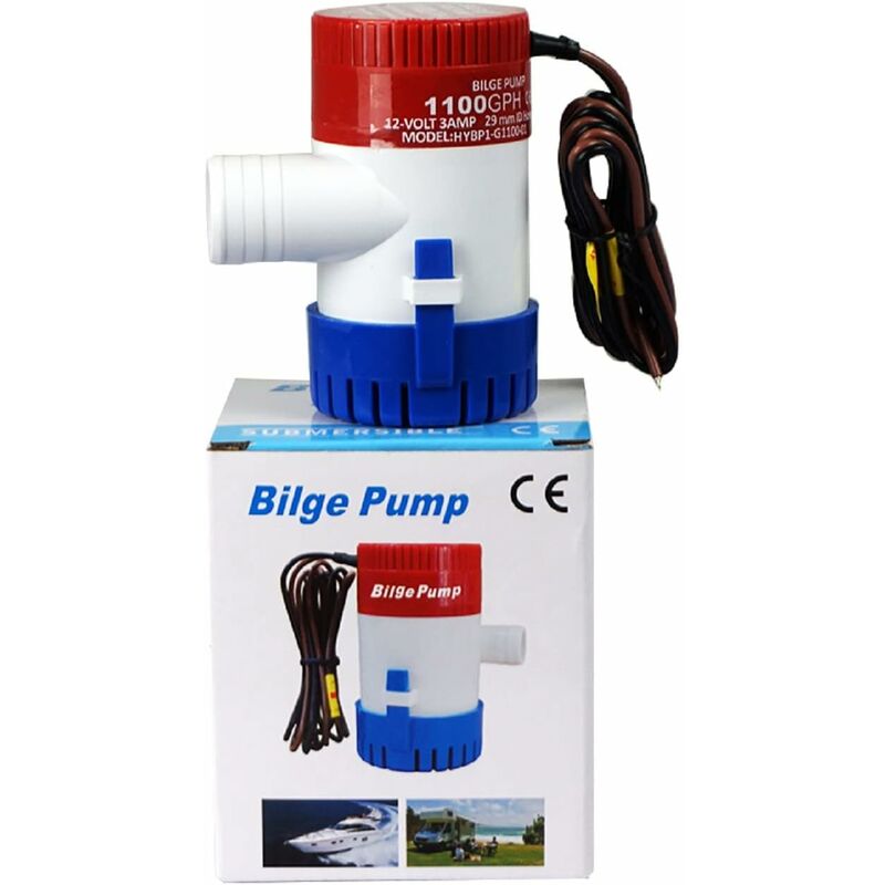 Marine Electric Bilge Pump 1100Gph 12V For Boat Caravan Rv Submersible Non-Automatic