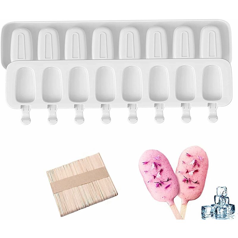Silicone Ice Cream Molds, Magnum Cake Mold, 2 pcs+50 pcs Ice Cream Sticks, Homemade Popsicle Ice Cream, Bpa Free