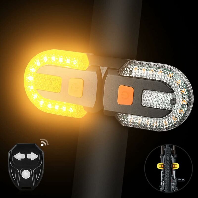 Bike Tail Light With Turn Signals - Split Wireless Remote Control For Cycling Rechargeable 5 Modes Safety Warning