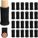 24 pcs Chair Leg Socks, Furniture Leg Caps, Non-Slip Chair Leg Pads For Fits 1"-2" Diameter Chair Legs, Black
