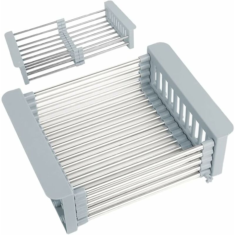 Extendable Sink Drainer, Adjustable Dish Drainer, Stainless Steel Adjustable Dish Drainer, Telescopic Drain Basket Dish