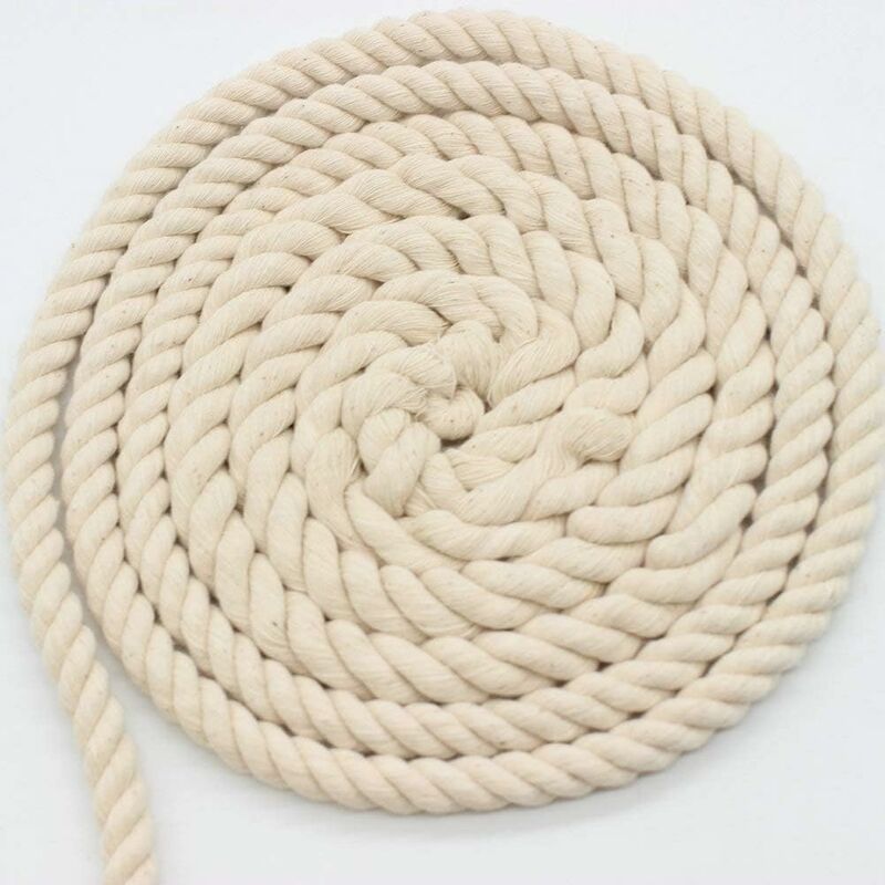 100% Cotton Twisted Soft Cord For Macrame, Knitting, Wall Hangings, Crafts - 10M X 10Mm
