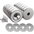12 pcs Neodymium Magnets 10Kg Force 20 X 7Mm With Hole And Capsule, Countersunk Pot Magnet With Screws And 12 Steel