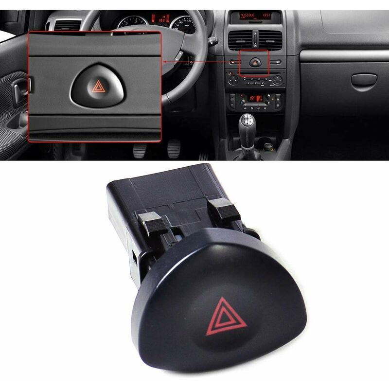 Warning Button Clio 2 Hazard Lights Warning Button For Clio Mk 2 Black 8200442723