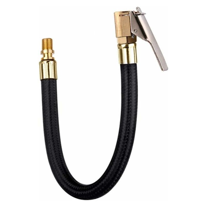 Tire Inflator Pump Hose, Motorcycle Valve Air Rubber Hose Lock-On Tire Chuck With Clip For Motorcycle Car Bike Hose
