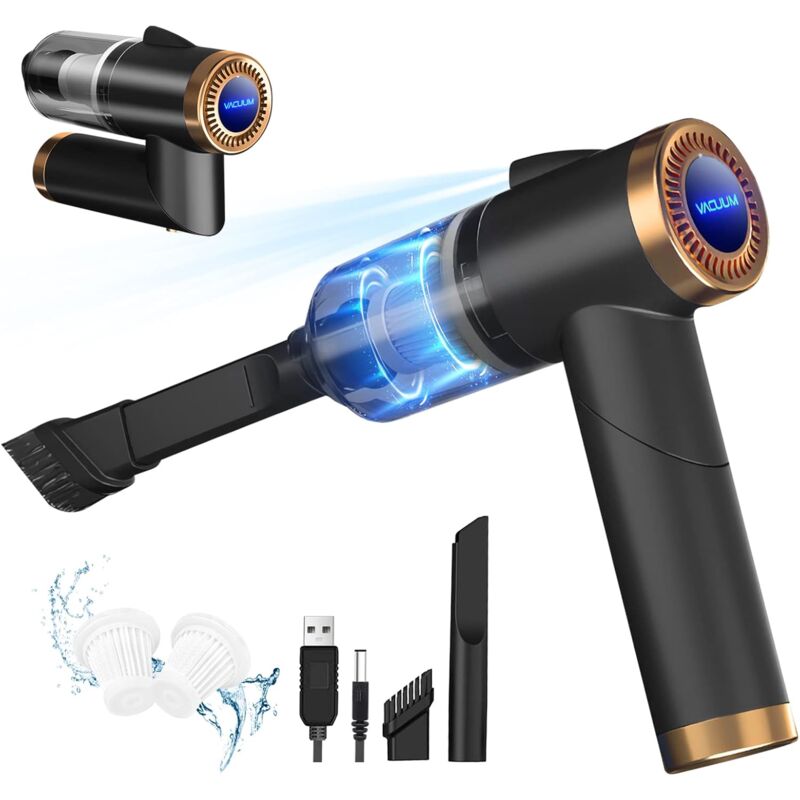 Cordless Handheld Vacuum Cleaner, 9000Pa 120W Mini Powerful 4000Mah Rechargeable, With LED Light Hepa Filter Usb Table