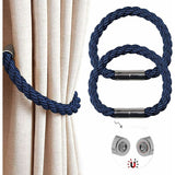 Magnetic Curtain Tiebacks, 2 Pack Modern Simplicity Curtain ROpe Tiebacks With Strong Magnet, Braided ROpe Curtain