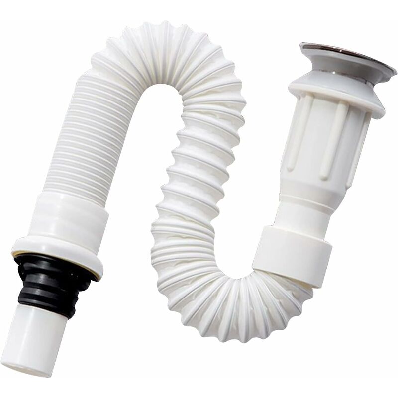 Sink Drain, Space-Saving Drain, Flexible Sink Drain, Sink Drain, Extendable From 40 To 80 Cm