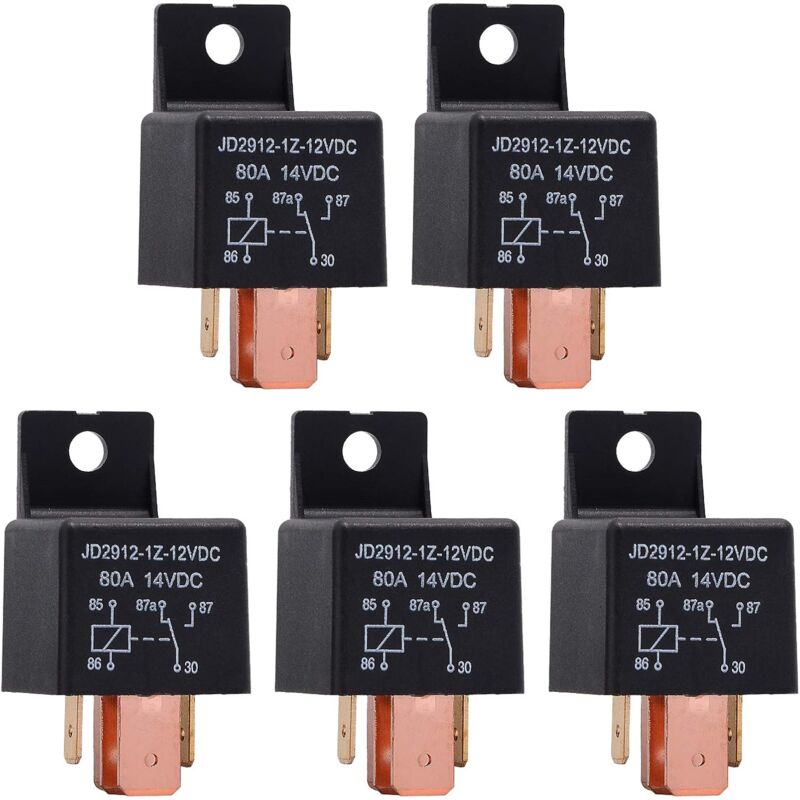 5 pcs 5 Pin Relay 12V 80A, Automotive Relay Jd2912-1Z-12Vdc 80A 14Vdc Spdt Truck Boat Van Vehicles Switch