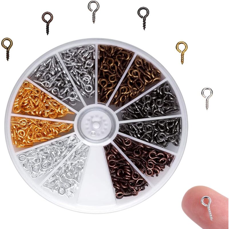 600 Pieces Mini Eye Screw Eyelets Screw Hooks For Jewelry Making Diy Crafts Beads, 6 Colors, 8Mm4Mm