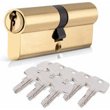 Lock Cylinder 40/40 (80Mm), Homek Double Cylinder Door Lock European Cylinder With 8 Keys, Brass Finish, Anti-Drill