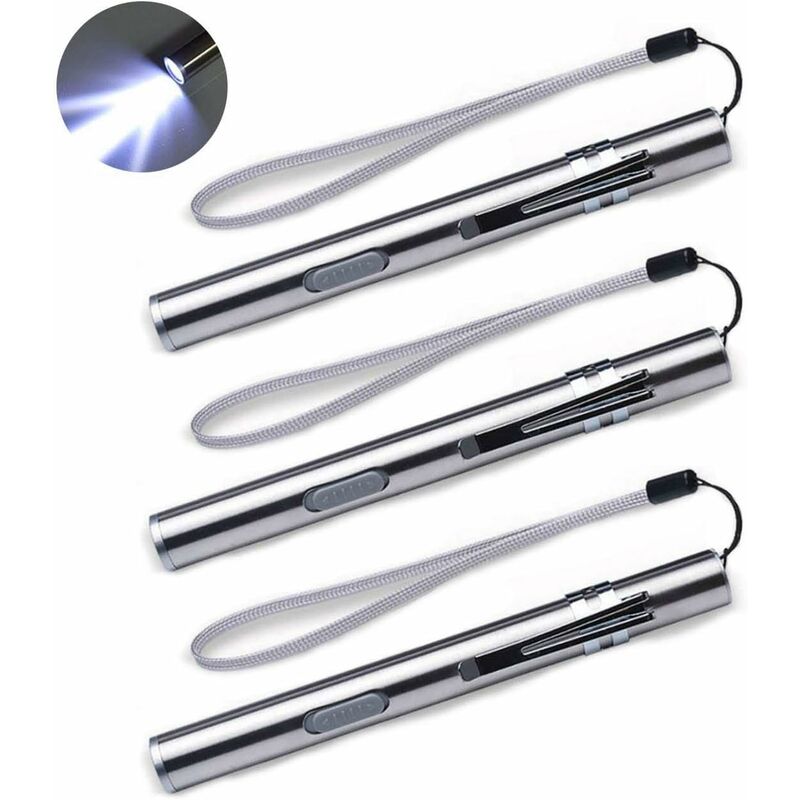 3 Pack Nurse Pen Light Medical Pen Light Usb Rechargeable LED Flashlight Stainless Steel Torch For Doctors Students