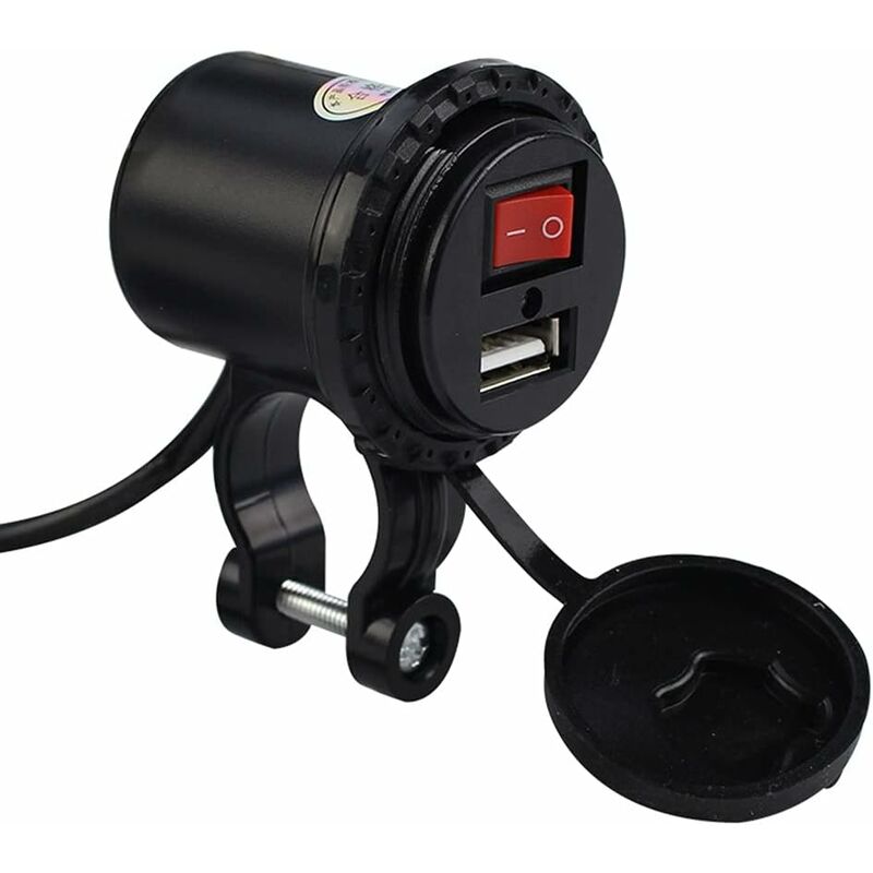 Motorcycle Usb Car Charger, 5V/2.1A Waterproof Motorcycle Usb Charger Socket With On/Off Switch Handlebar Mount Power