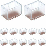 12 pcs Rectangle Silicone Chair Leg Protectors For Chair/Table/Sofa Legs Width 24-30Mm X Length 39-47Mm