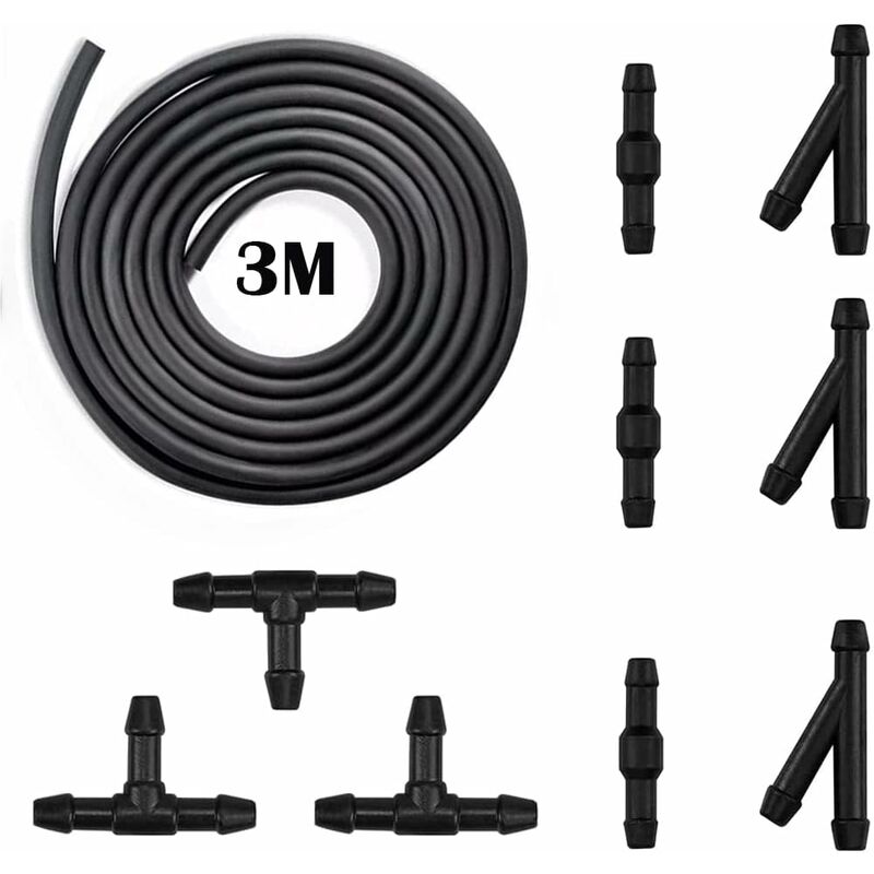 10 pcs Windshield Wiper Hose Kit,3M Windshield Washer Fluid Hose,Windshield Wiper Nozzle Mist Washer Spray Hose,With
