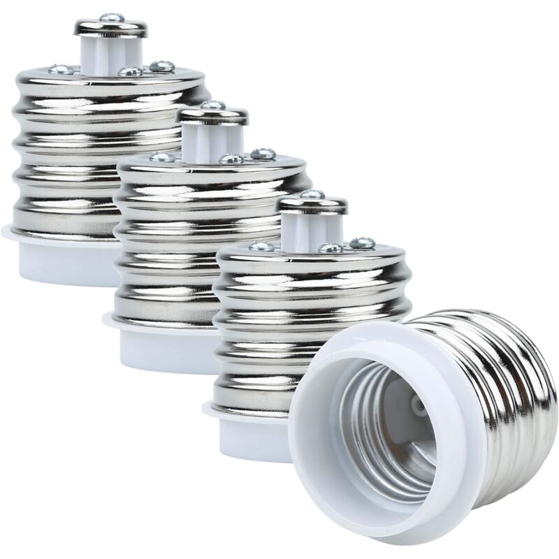 4X Lamp Socket Adapter E40 To E27 In White - 4 pcs Set Reformatting Converters For Lamp Sockets For Incandescent, LED,