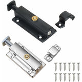 2 pcs Interior Door Lock, Bathroom Door Lock With Spring Knob, Silver, Black Automatic Door Lock 4 Inch/100Mm, For
