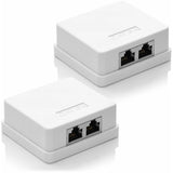 2 X Cat 6A Network Sockets, 2 X Rj45 Ftp Sockets, Shielded 10Gbit Lan Ethernet Wall Mount Cable, White