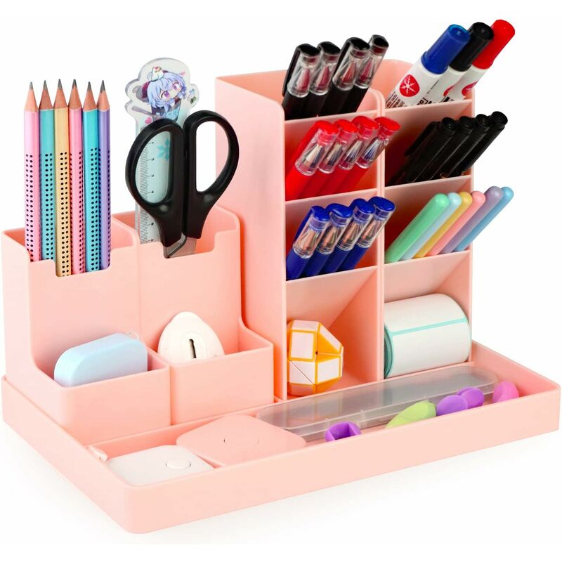 Desk Organizer, 5 Pieces Multifunctional Desk Pen Holder, Plastic Desk Storage Organizer For Kids For Stationery,