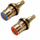 Ceramic Disc Head, Pair Of Universal Replacement Ceramic Faucet Cartridges, 1/2" Quarter Turn 20 Notches X 51Mm