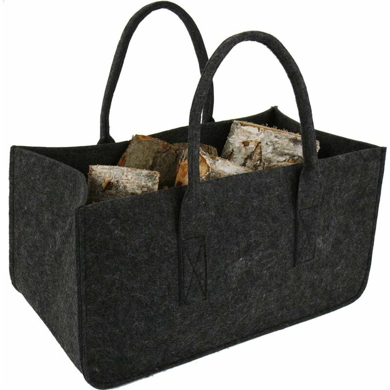 1 pcs Log Bag Felt Bag Wood Log Basket Wood Storage Bag For Logs DArk Grey 50X25X25Cm