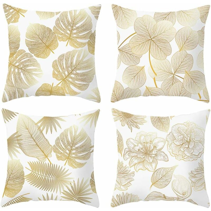 Pillowcase 45X 45Cm, Modern Sofa Cushion Cover Beautiful Car Sofa Cushion Covers Home Decor Protectors (Golden