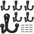 6 Pieces Retro Coat Hooks Double Metal Hooks Black Retro Coat Hooks For Coat Rack Bathroom Kitchen