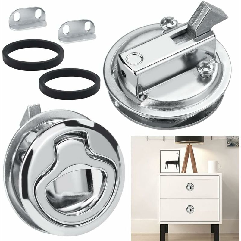 2 pcs Zinc Alloy Flush Hatch Latch Boat Hatch Latch Boat Pull Latch Flush Hatch Latch Lock For Furniture, Drawers,