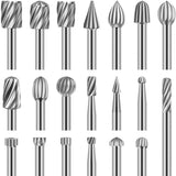 20 pcs ROtary Burr Set, High Speed Steel Carving Tool With 3Mm Grinding Head For Woodworking Carving Engraving Drilling